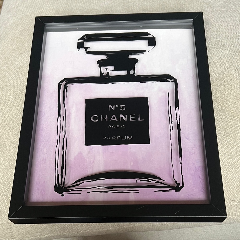 CHANEL No.5 Art Print - Pink and Black Bottle Illustration
